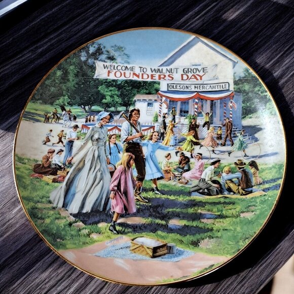 Vintage Little House On The Prairie Founder's Day Collection Picnic Plate 24kt - Picture 6 of 10